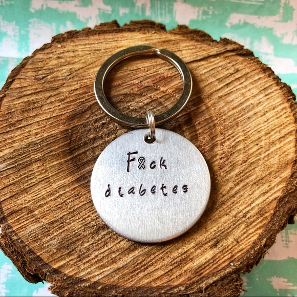 🆕 F*ck Diabetes handstamped Keychain - Picture 1 of 3